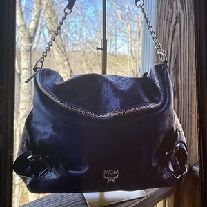 Vintage MCM Plum Leather Hobo Bag RARE with COA